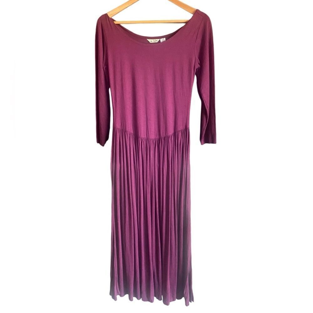 OK Sam Maroon Pleated Midi Dress. Size S/M.